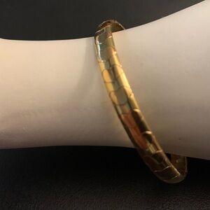14KT Gold Hearts Encased in Flexible Bracelet 7 inches